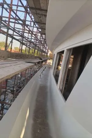 Exterior passage and window openings during yacht refit work